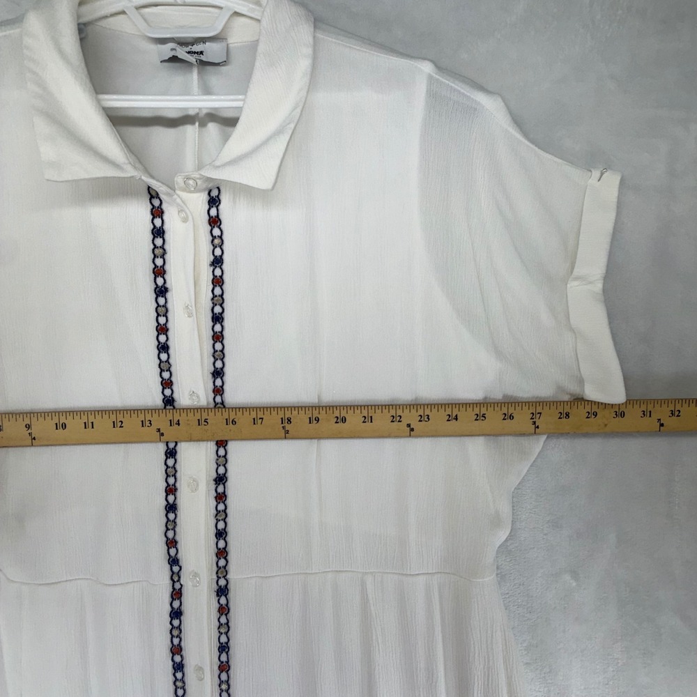 Now + Gen x Sonoma White Embroidered Tassel Belted Shirt Dress Plus Size 2X - Picture 4 of 10